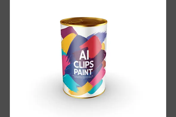 Paint Can Mockup with Color Strokes