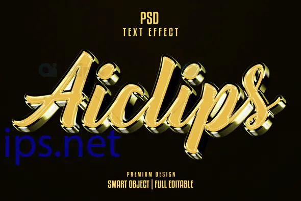 Glossy Gold Script Text Effect PSD