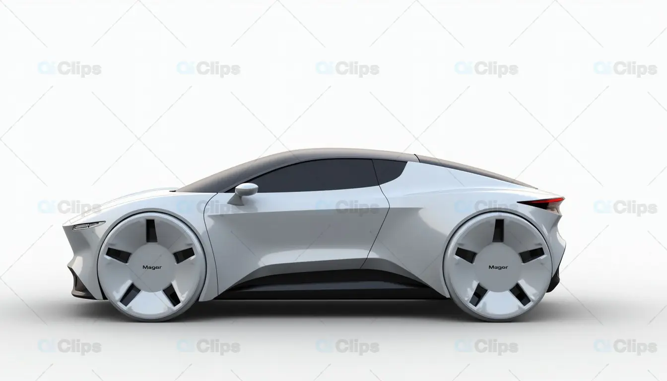 Futuristic Electric Sports Car with Bold Wheel Design