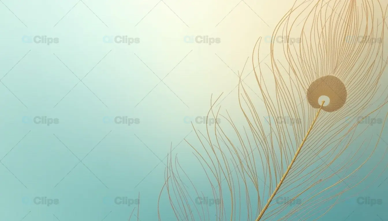 Minimalistic Single Peacock Feather on Gradient Background