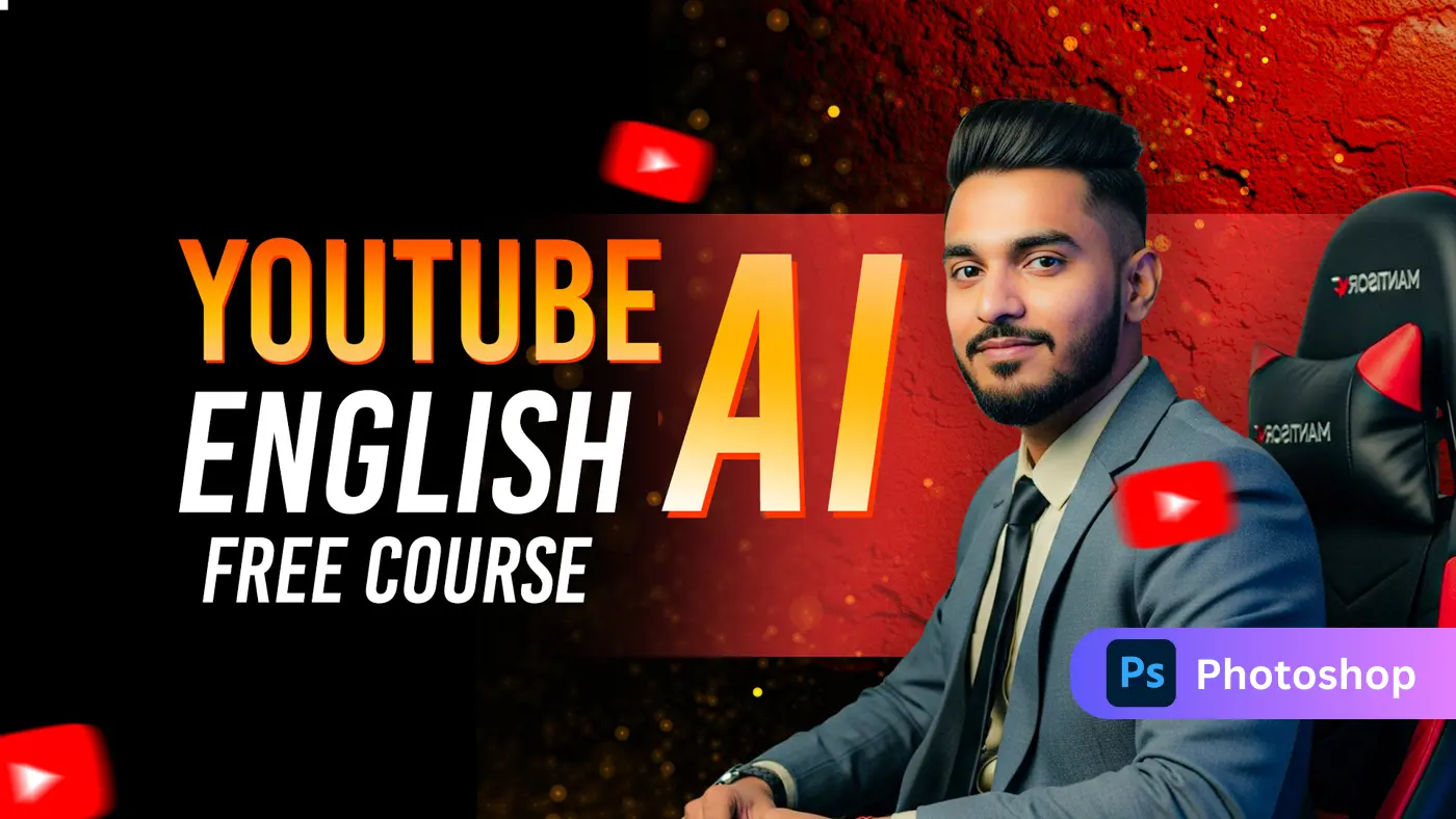 AI English Course YouTube Thumbnail Template