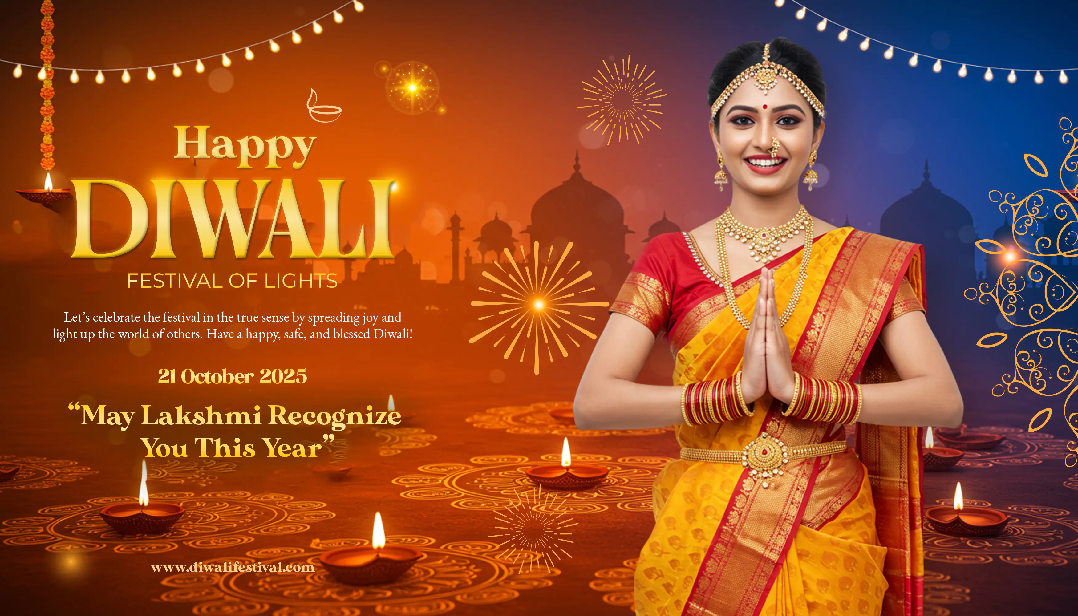 Diwali Festival Greeting Card Template