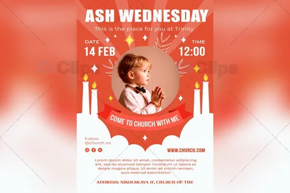 Ash Wednesday Church Invitation PSD Template