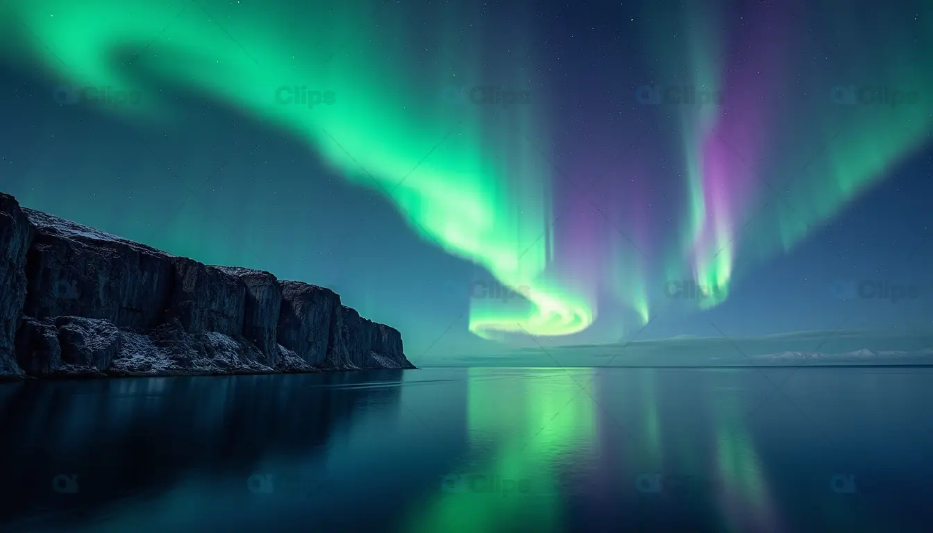 Stunning Northern Lights Over Icy Landscape