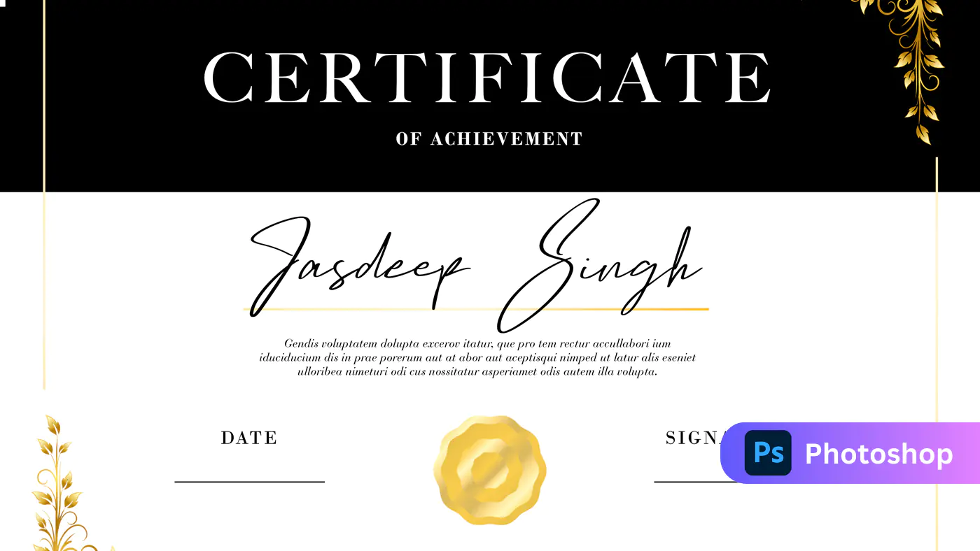 Elegant Black and Gold Certificate Template