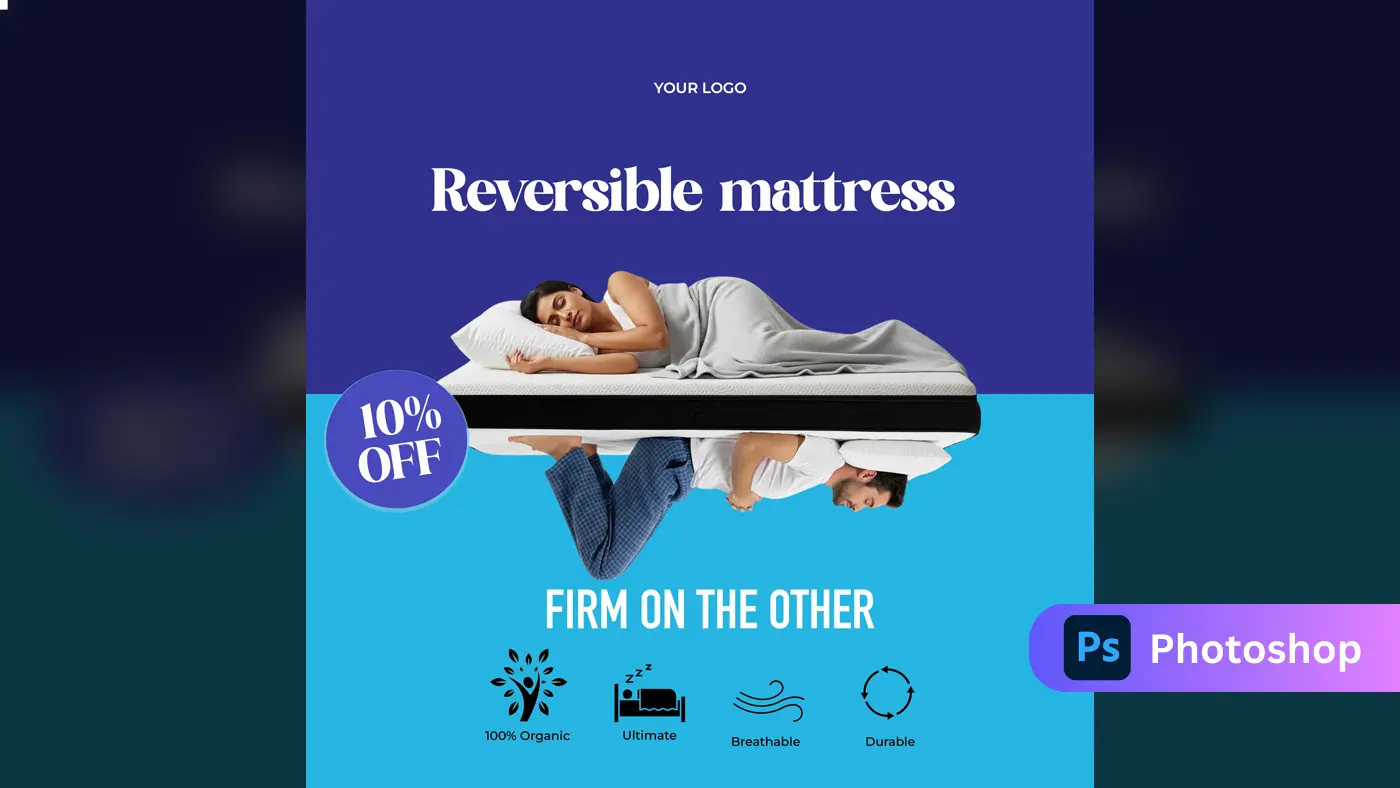 Dual-Sided Comfort Mattress Ad Template