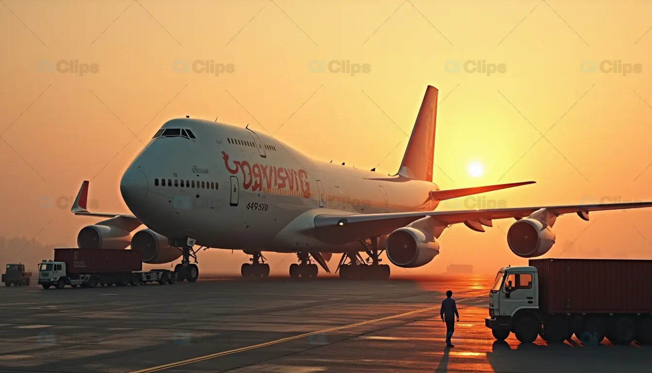 Cargo Airplane at Sunrise