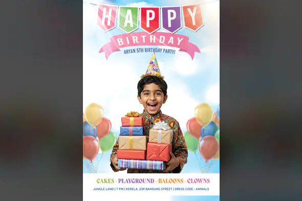 Colorful Kids Birthday Invitation Template