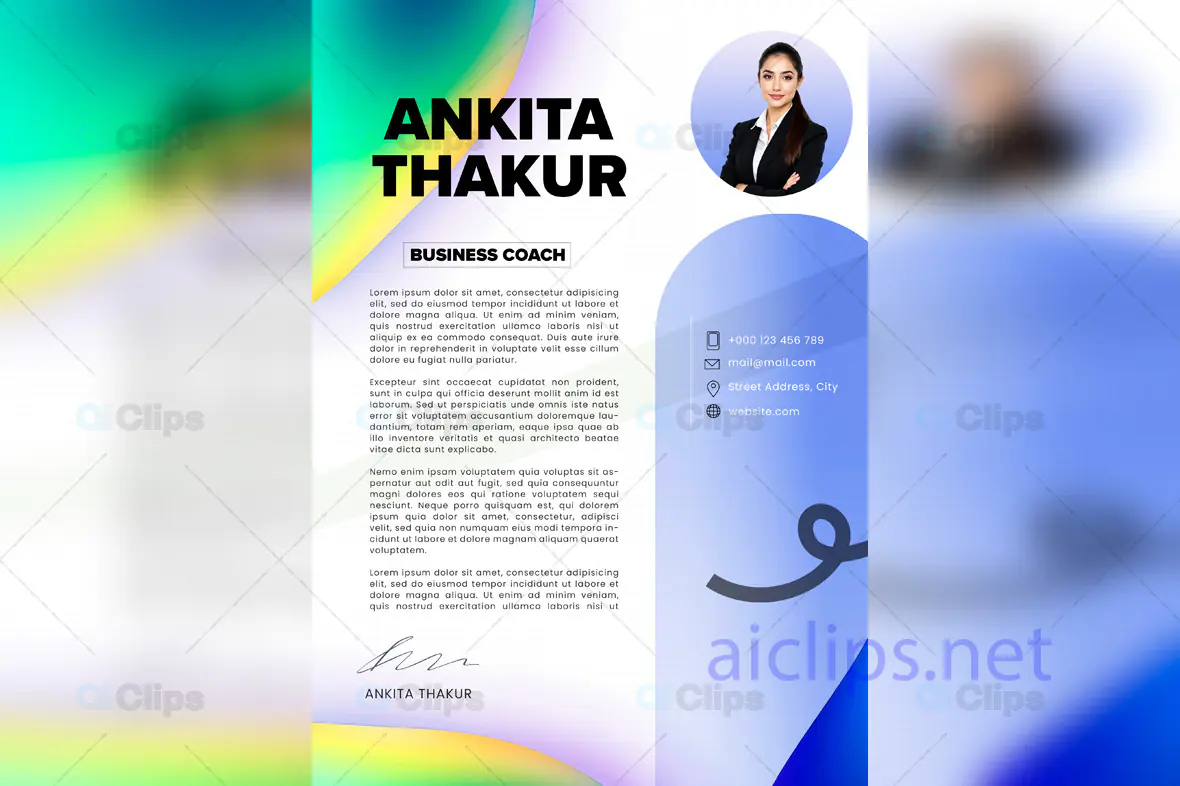 Professional Business Coach Resume PSD Template