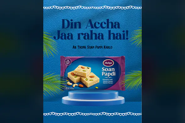 Editable Food Marketing Design for Indian Sweet Soan Papdi PSD Template
