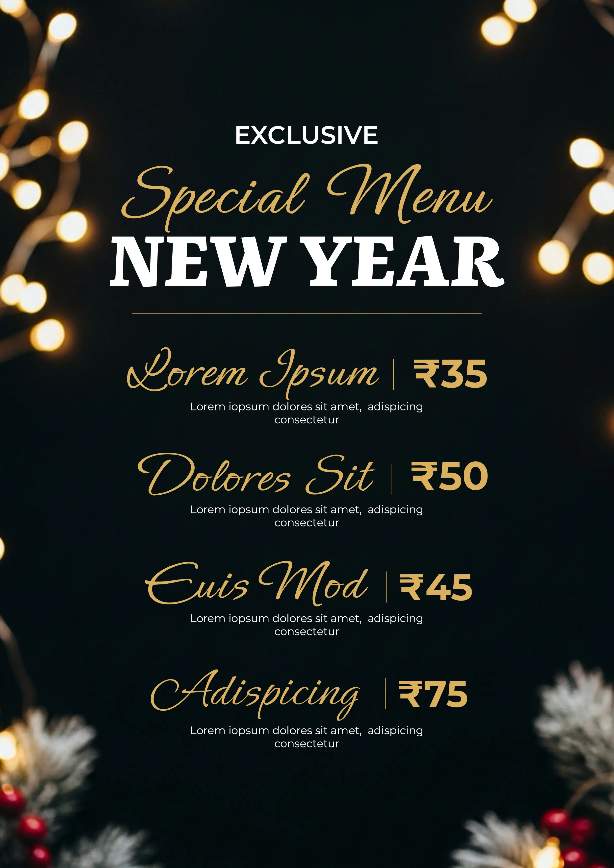 Luxury New Year Special Menu Template