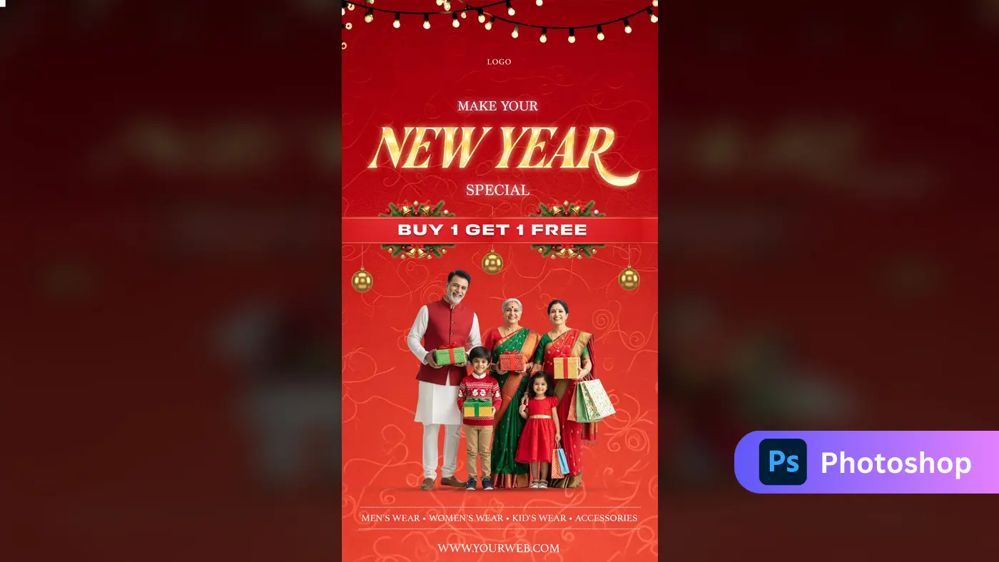 Festive New Year Retail Promotion Template