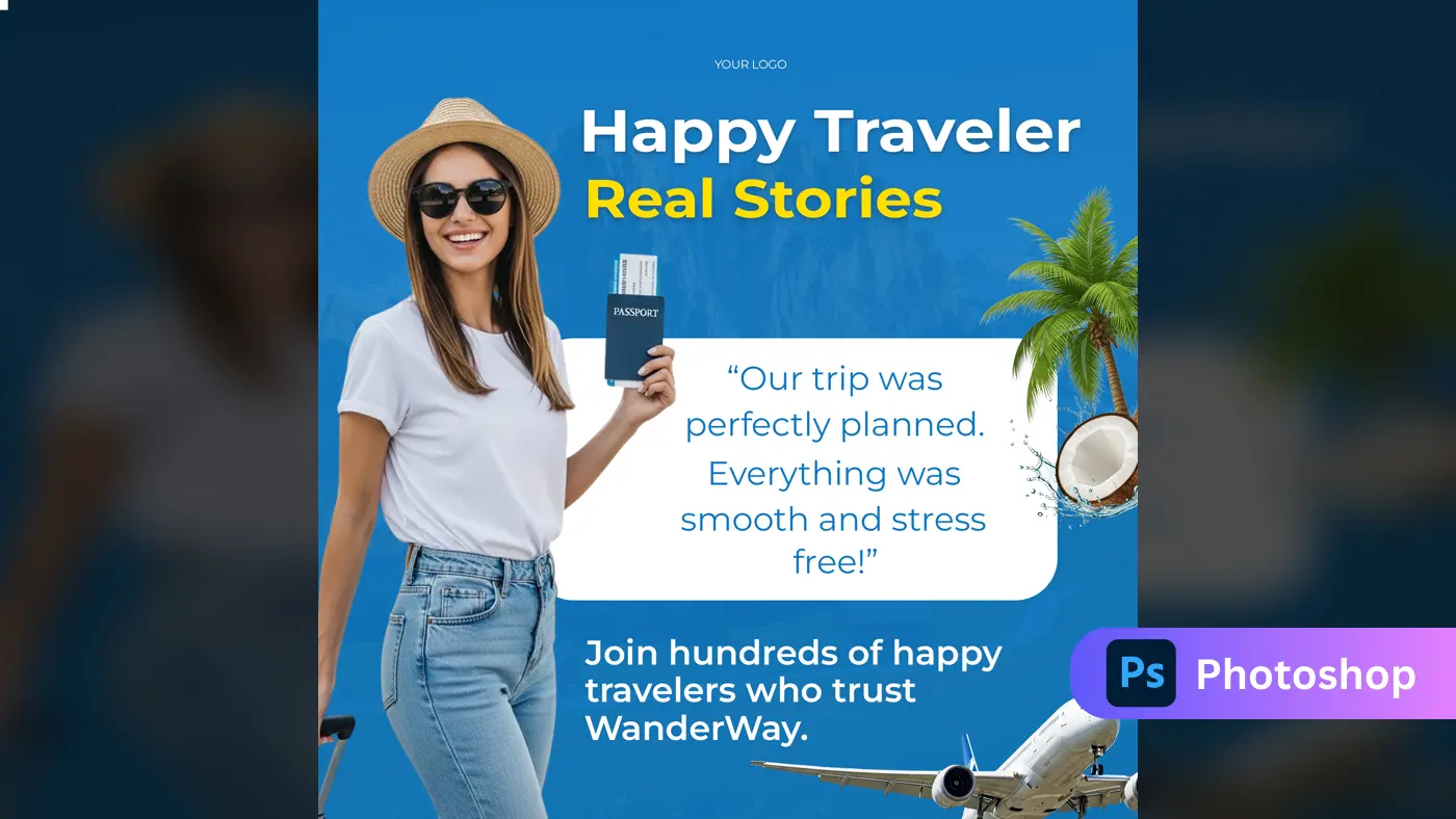 Travel Agency Testimonial Social Media Template