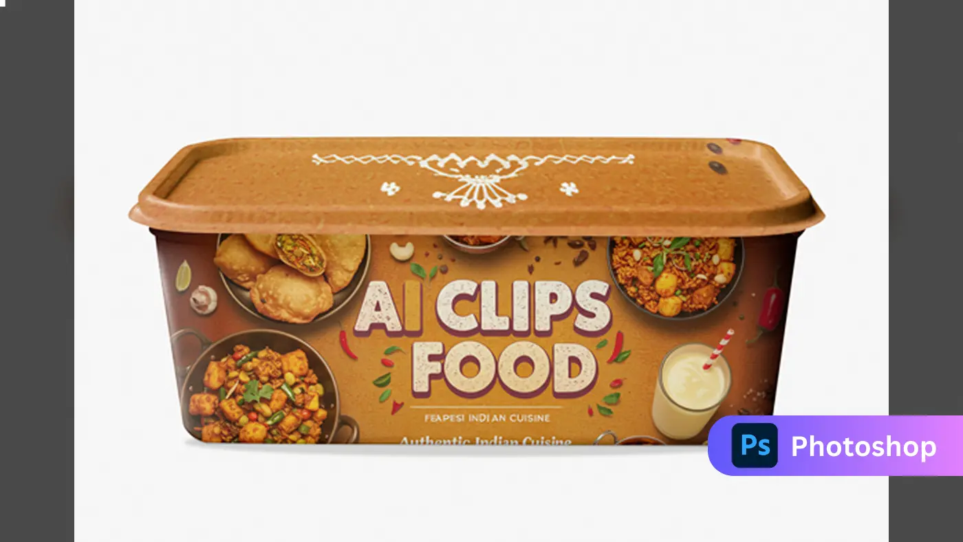 Indian Food Container Mockup  Traditional Cuisine Label Design