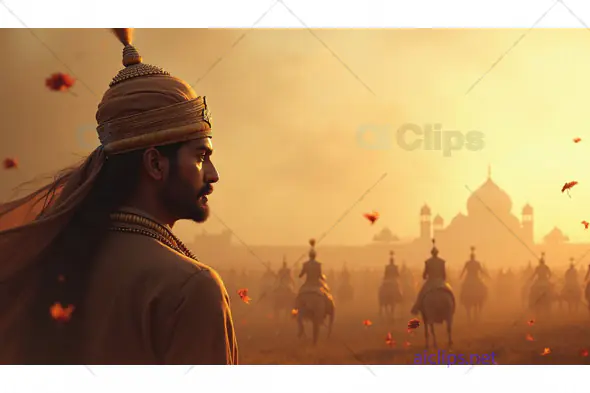 Warrior King with Royal Army at Sunset