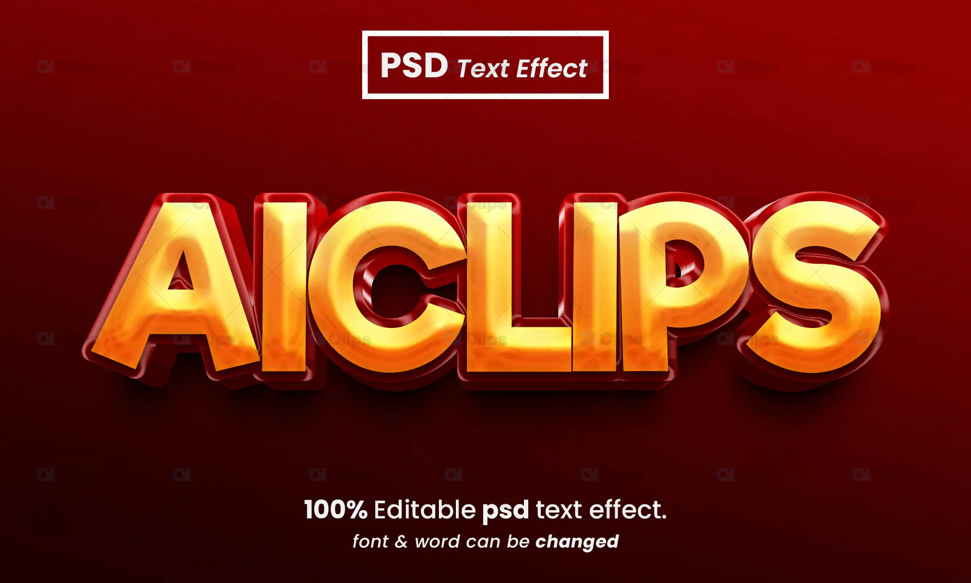Vibrant Red Gold 3D Text Effect PSD
