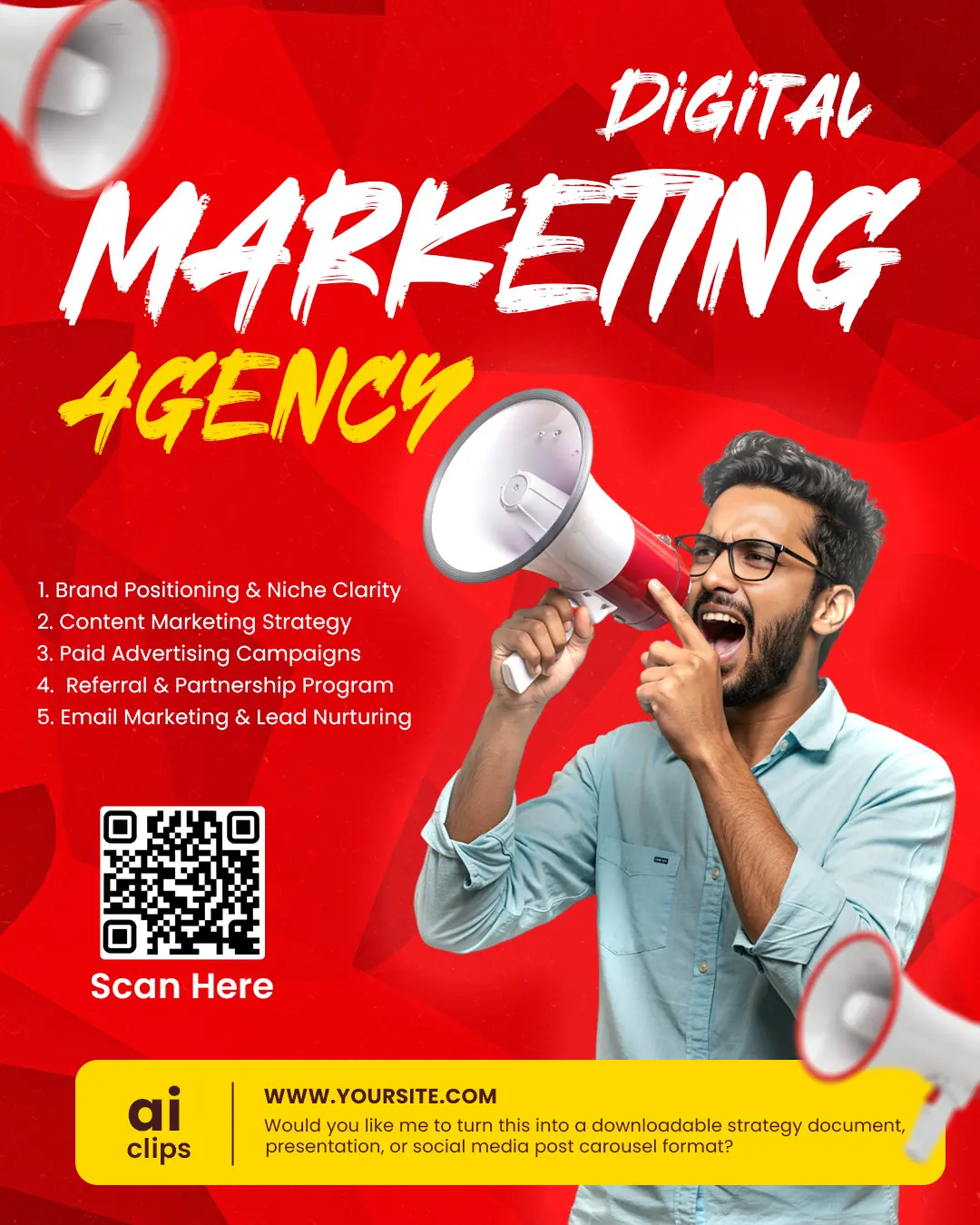 Red Promotional Banner Digital Marketing Agency Template