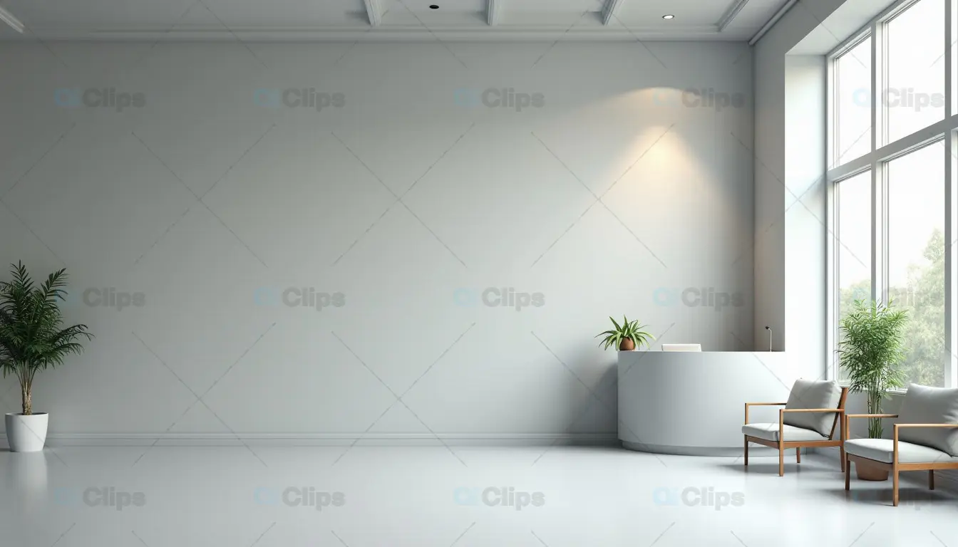 Modern Office Reception Area with Minimalist White Design
