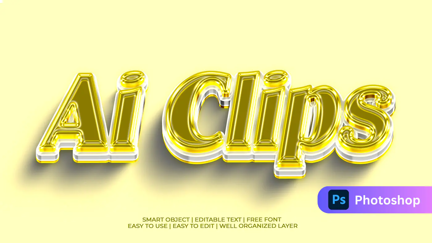 3D Ai Clips Yellow Text Effect Template