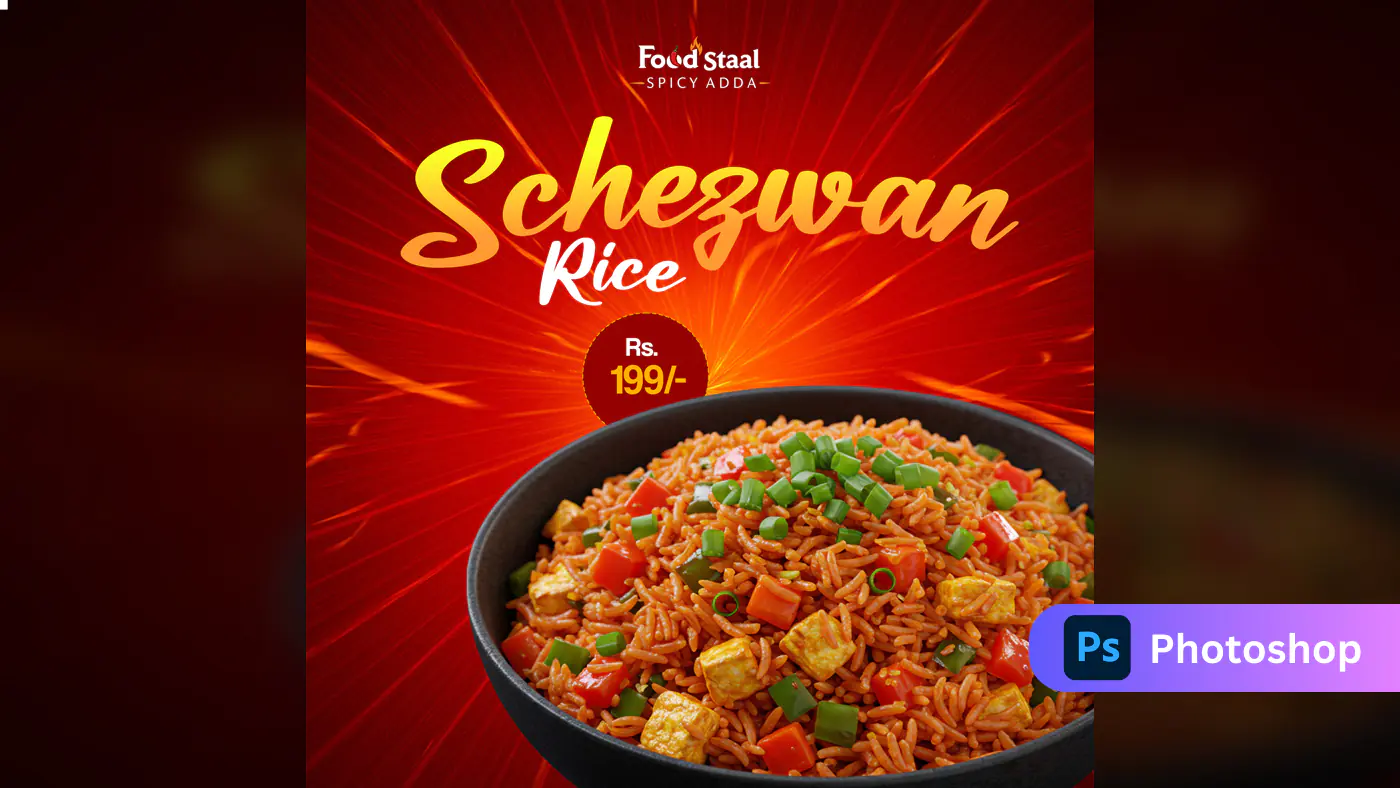 Spicy Schezwan Rice Ad Template