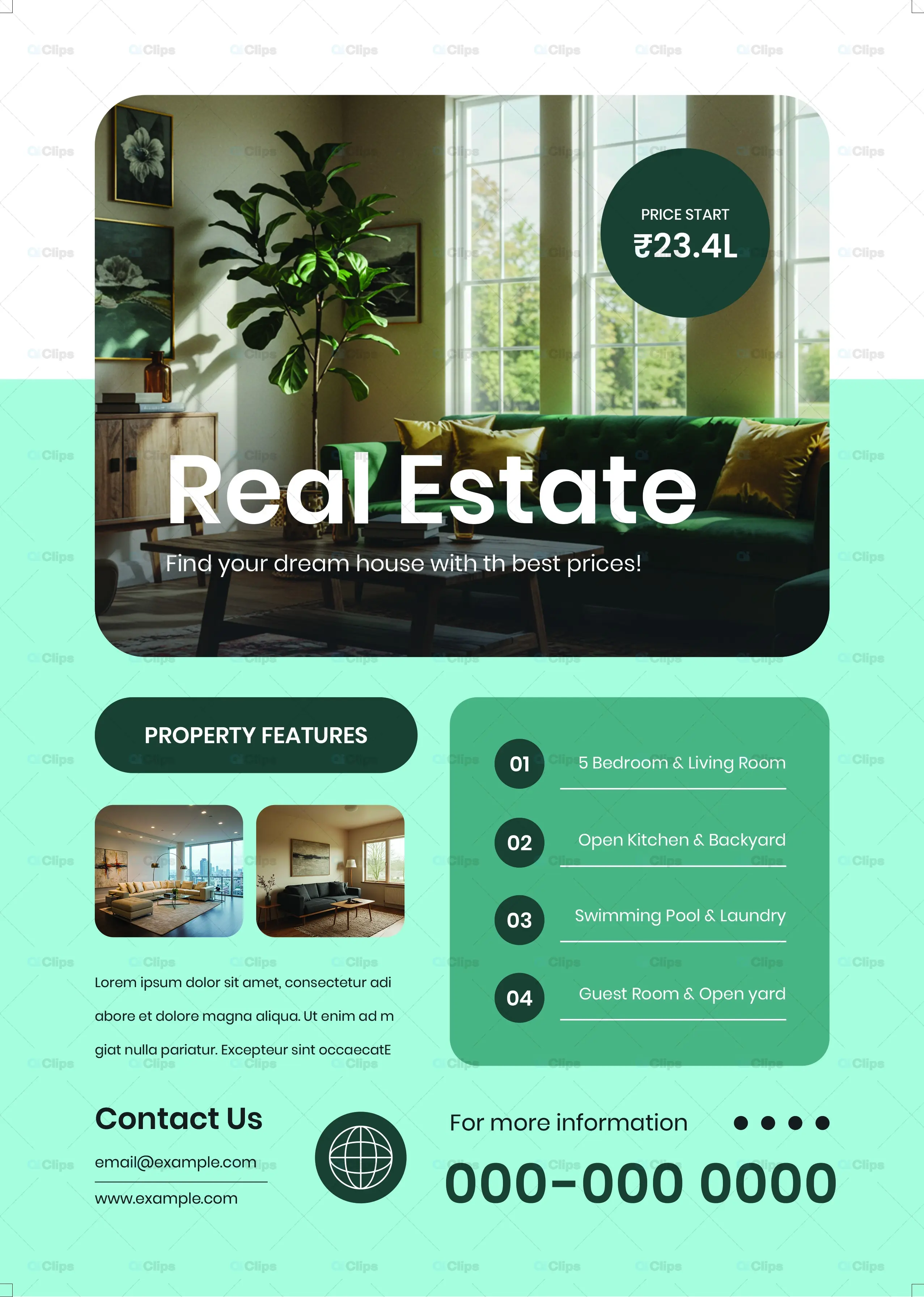 Modern Real Estate Property Marketing Template with Mint Theme