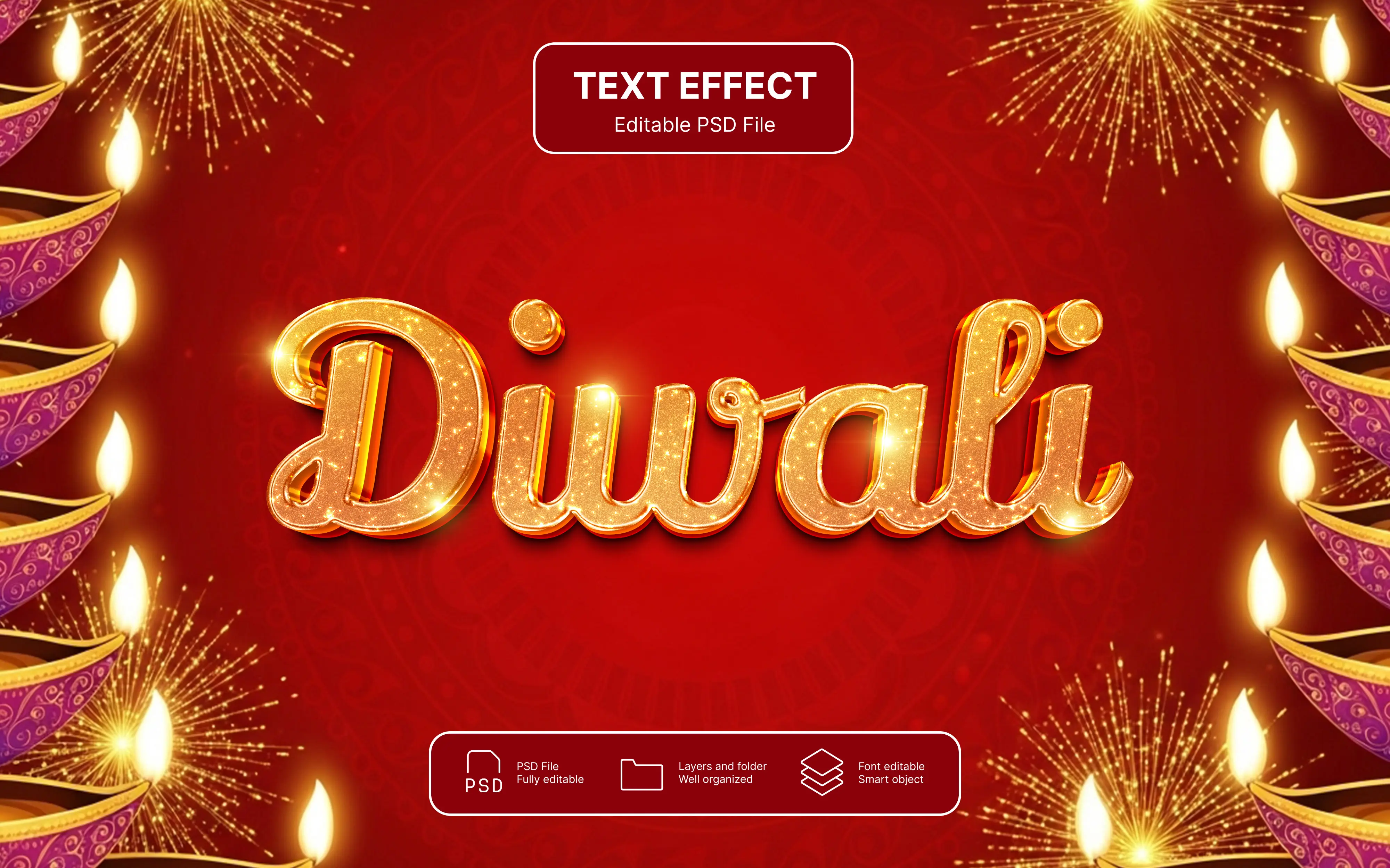 Radiant Diwali Gold Text Style