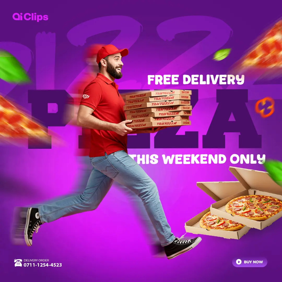 Pizza Delivery Weekend Promotion Social Media Template