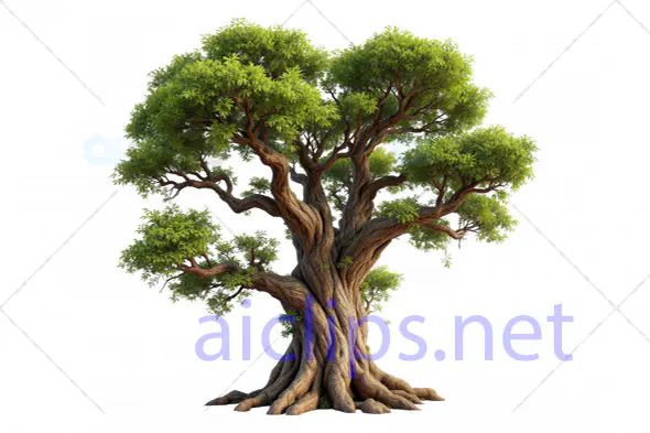 Majestic 3D Tree with Twisted Roots and Canopy