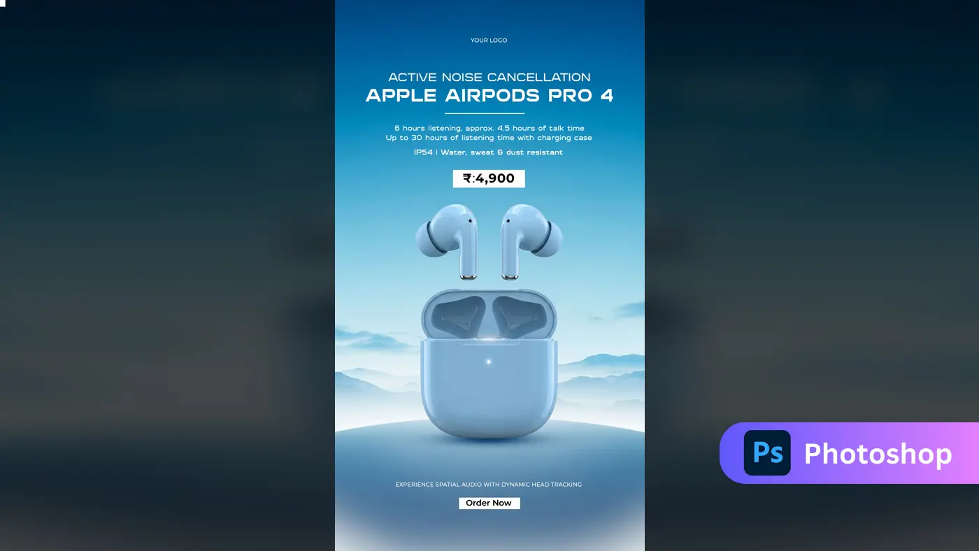 Premium Wireless Earbuds Ad Template