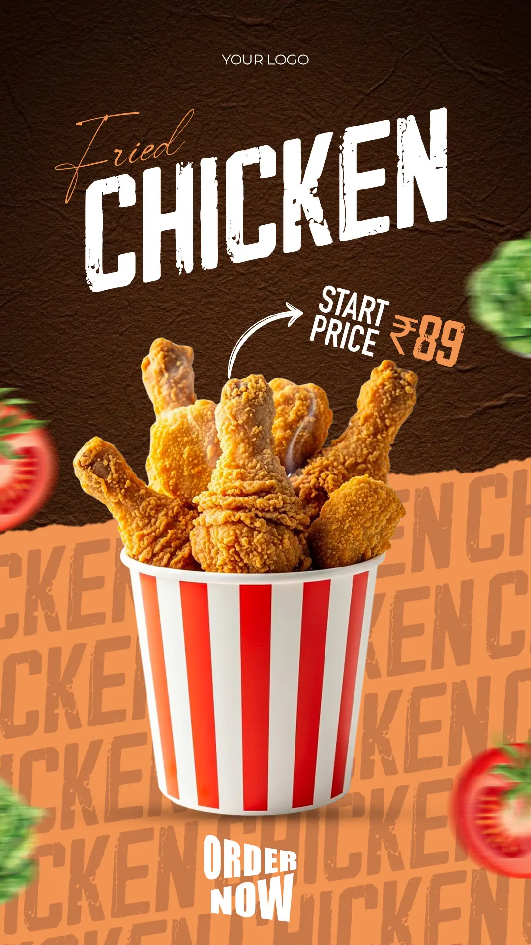 Crispy Fried Chicken Bucket Promo Template