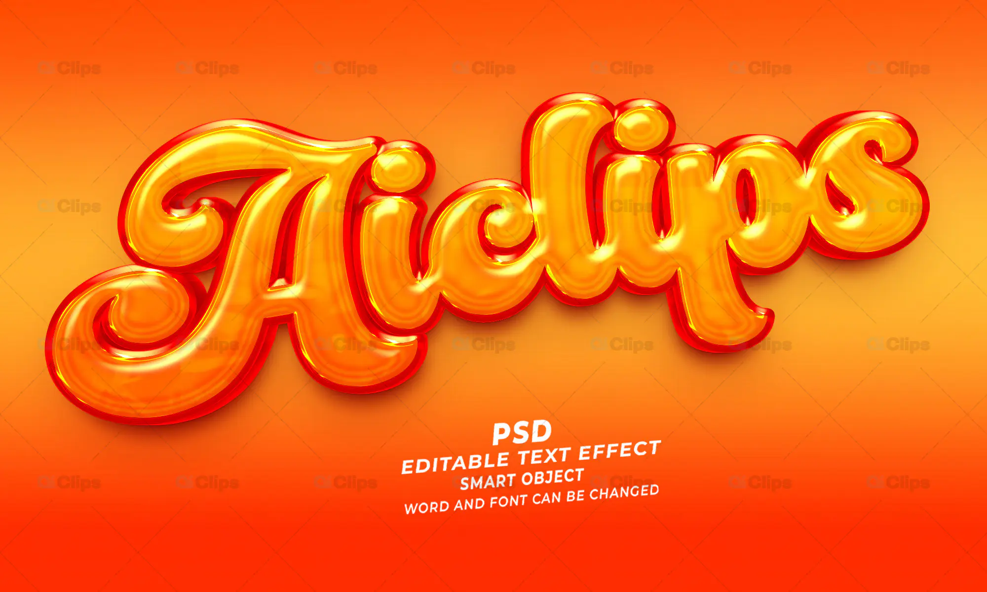 Glossy Orange Bubble Text Effect PSD