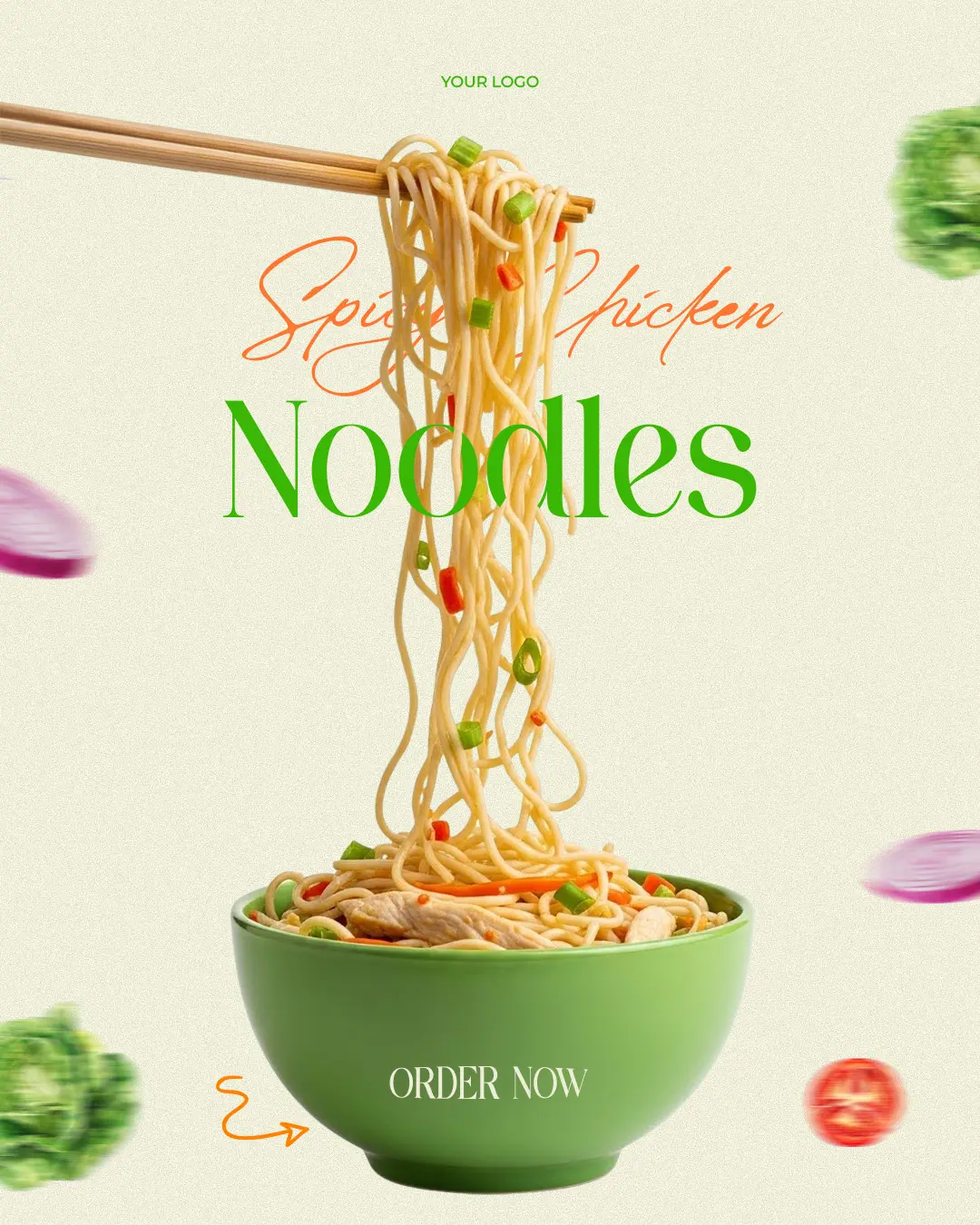 Spicy Chicken Noodle Ad Template