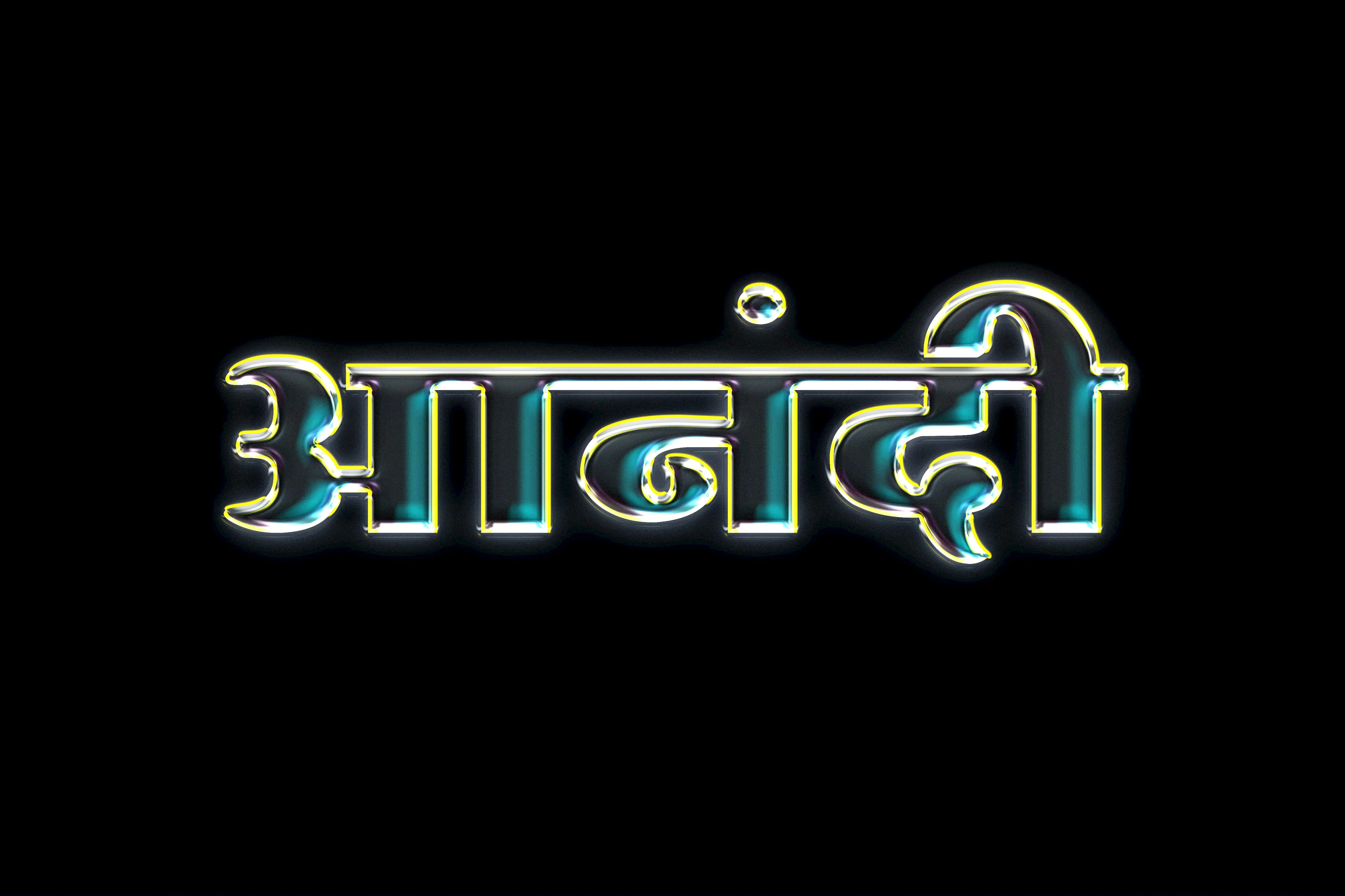 Anandi Text Effect Glossy 3D Hindi