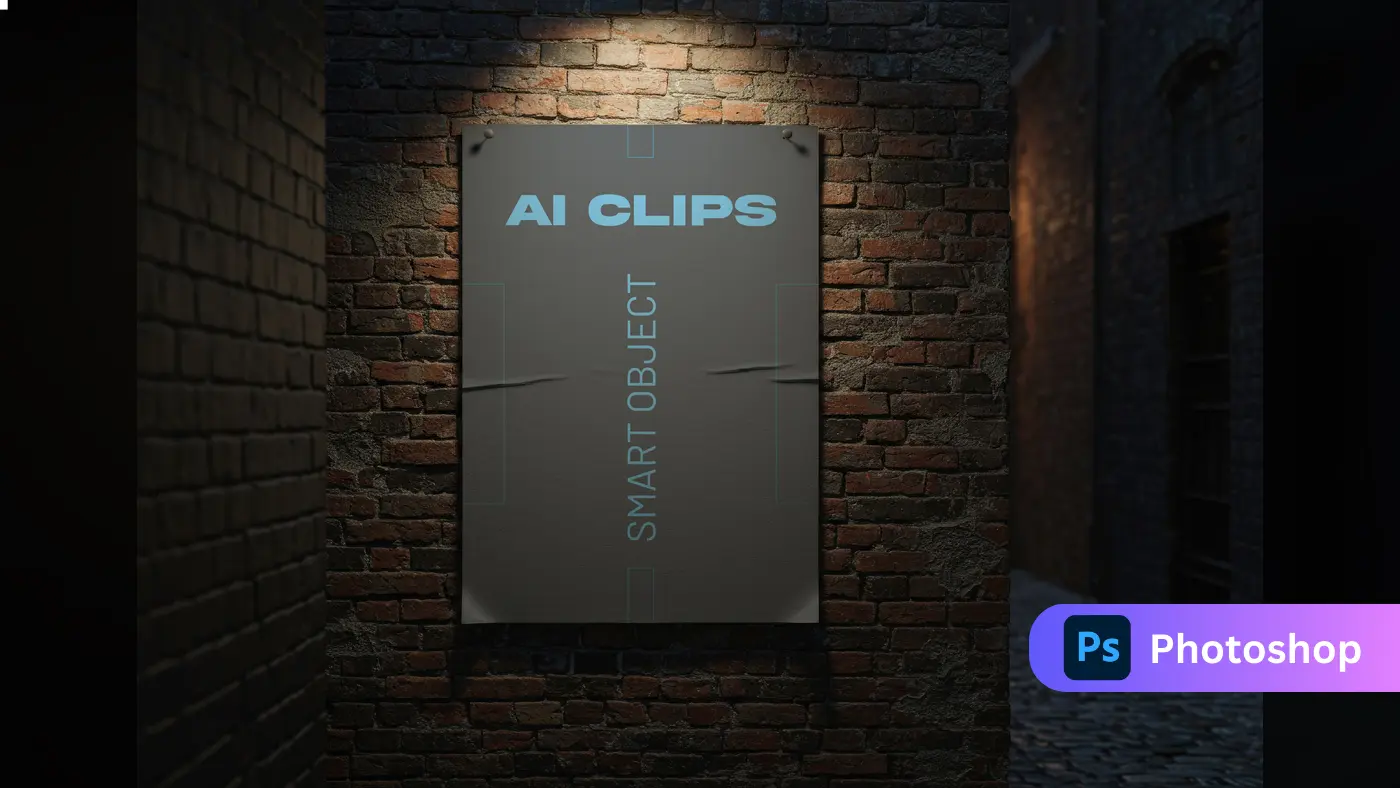 Urban Wall Poster Mockup  Realistic Night Street Display