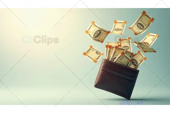 Flying Cash from Wallet – Financial Prosperity and Wealth Concept