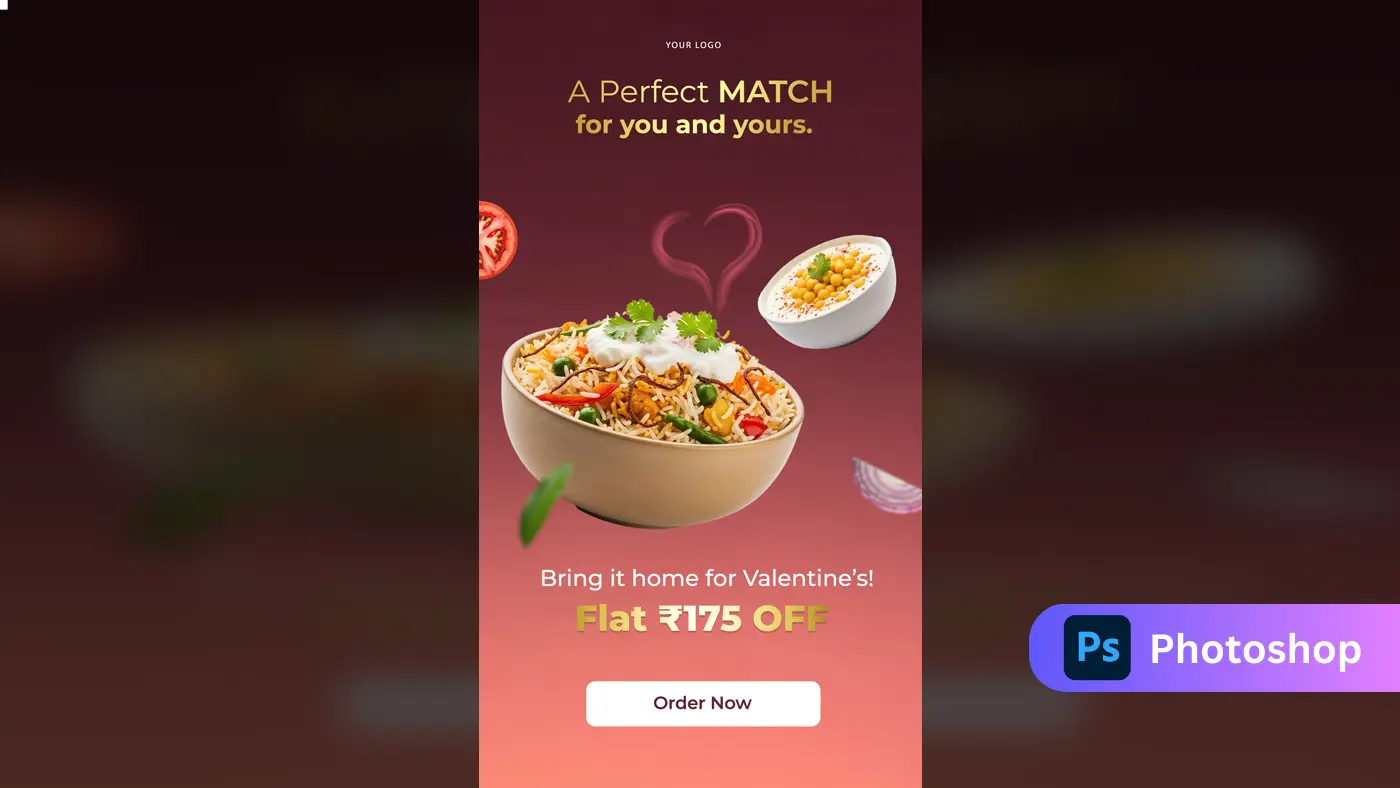 Valentine's Day Food Delivery Promotion Template