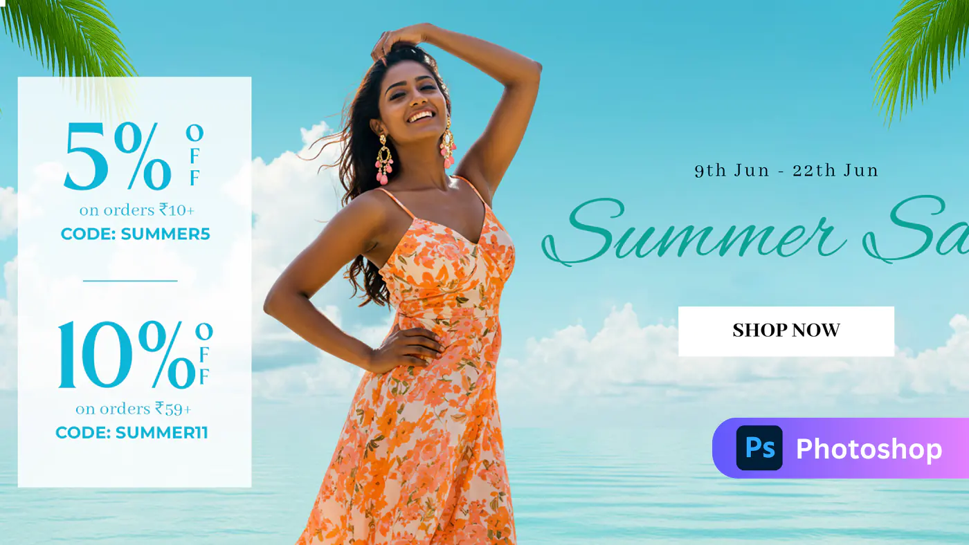 Tropical Summer Fashion Sale Banner
