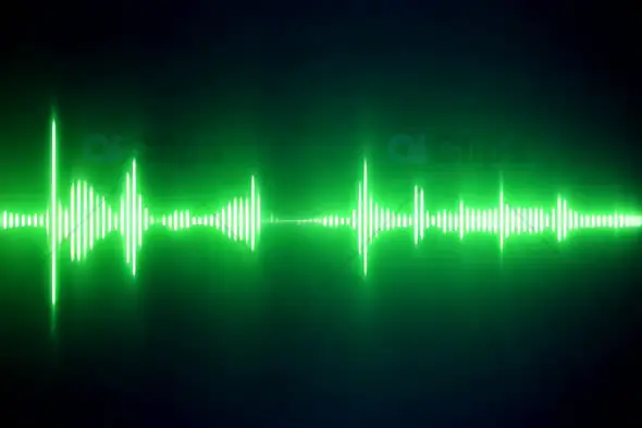 Glowing Green Sound Wave – Audio Frequency Visualization