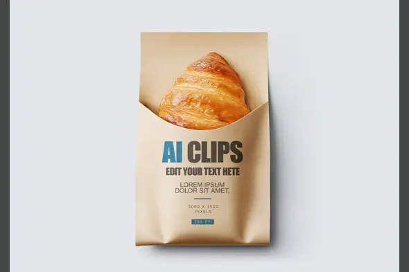 Stylish Croissant Packaging Photoshop Template Design