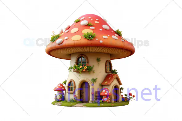 Enchanted Mushroom House 3D Model - Cozy Fairy Cottage