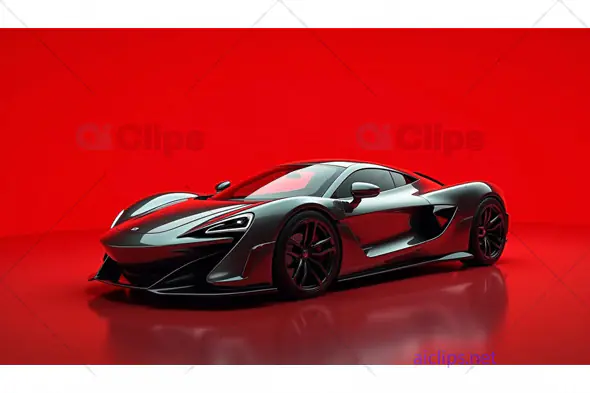 Futuristic Black Sports Car on Dynamic Red Background