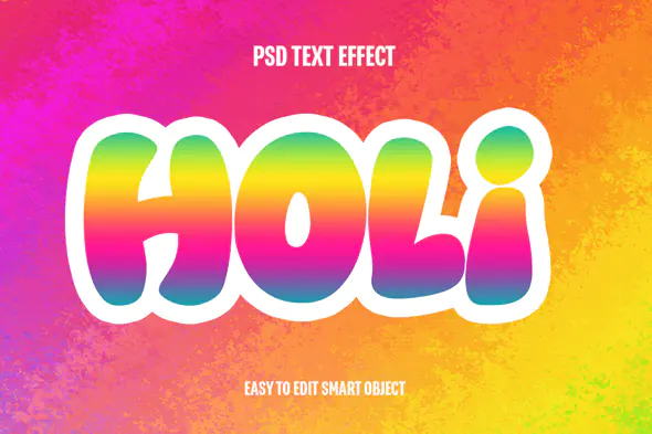Rainbow Gradient Vibrant Holi Text Effect