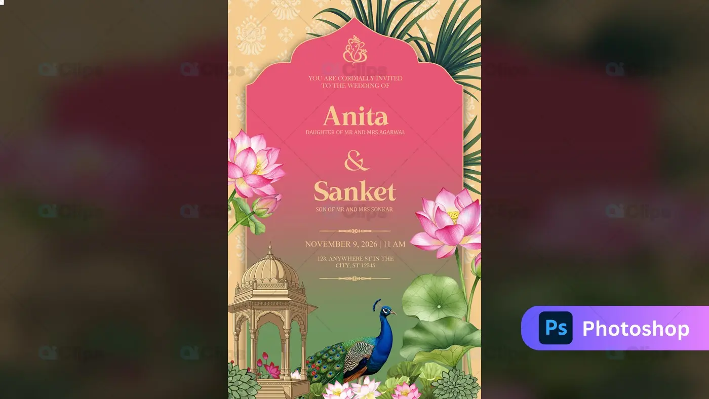 Traditional Indian Wedding Photoshop PSD Template | AIClips