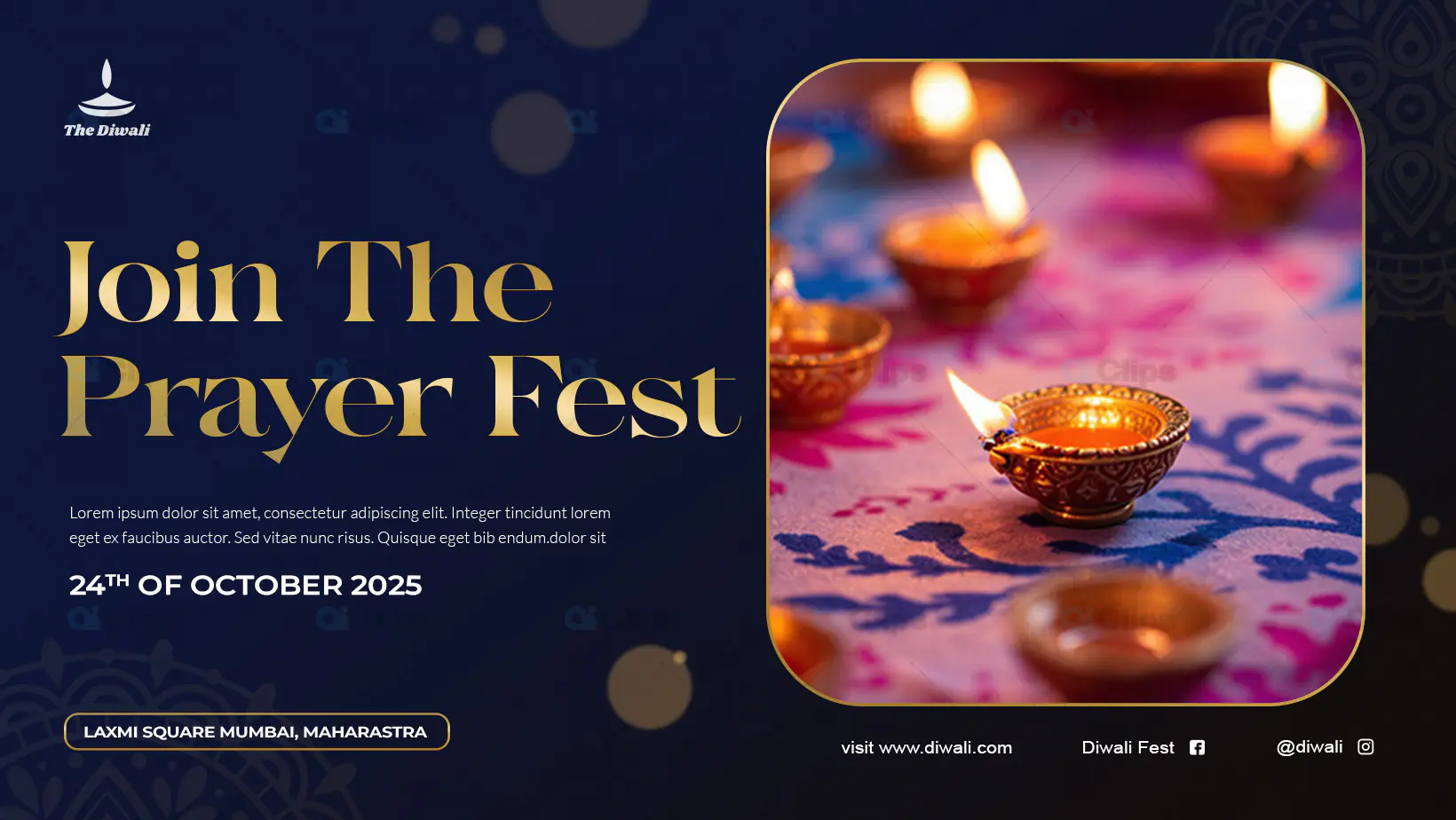 Diwali Prayer Fest Invitation PSD Template