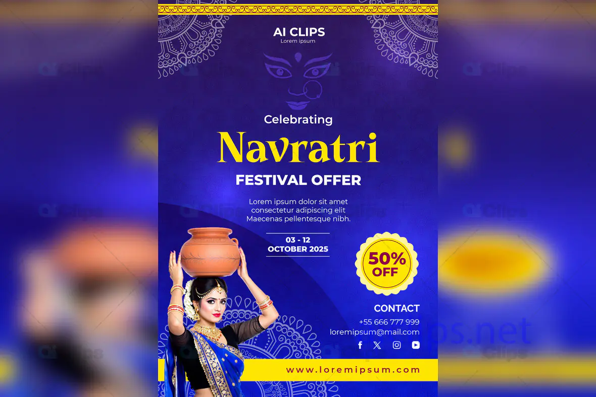 Navratri Festival Offer Poster PSD Template