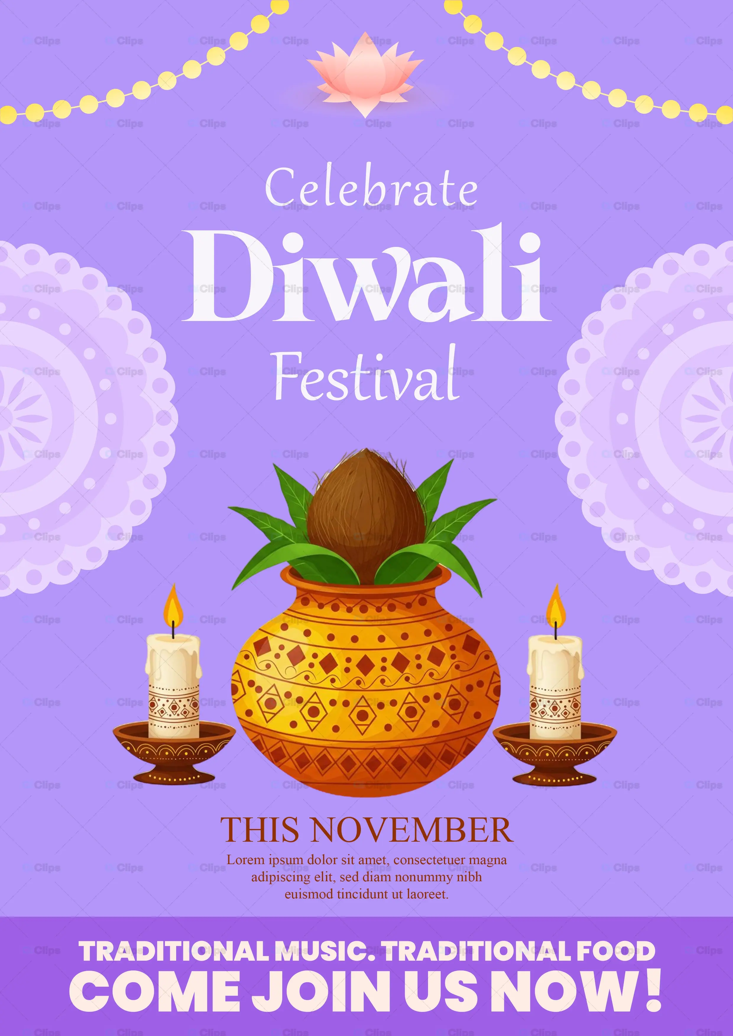 Diwali Festival Celebration Poster PSD
