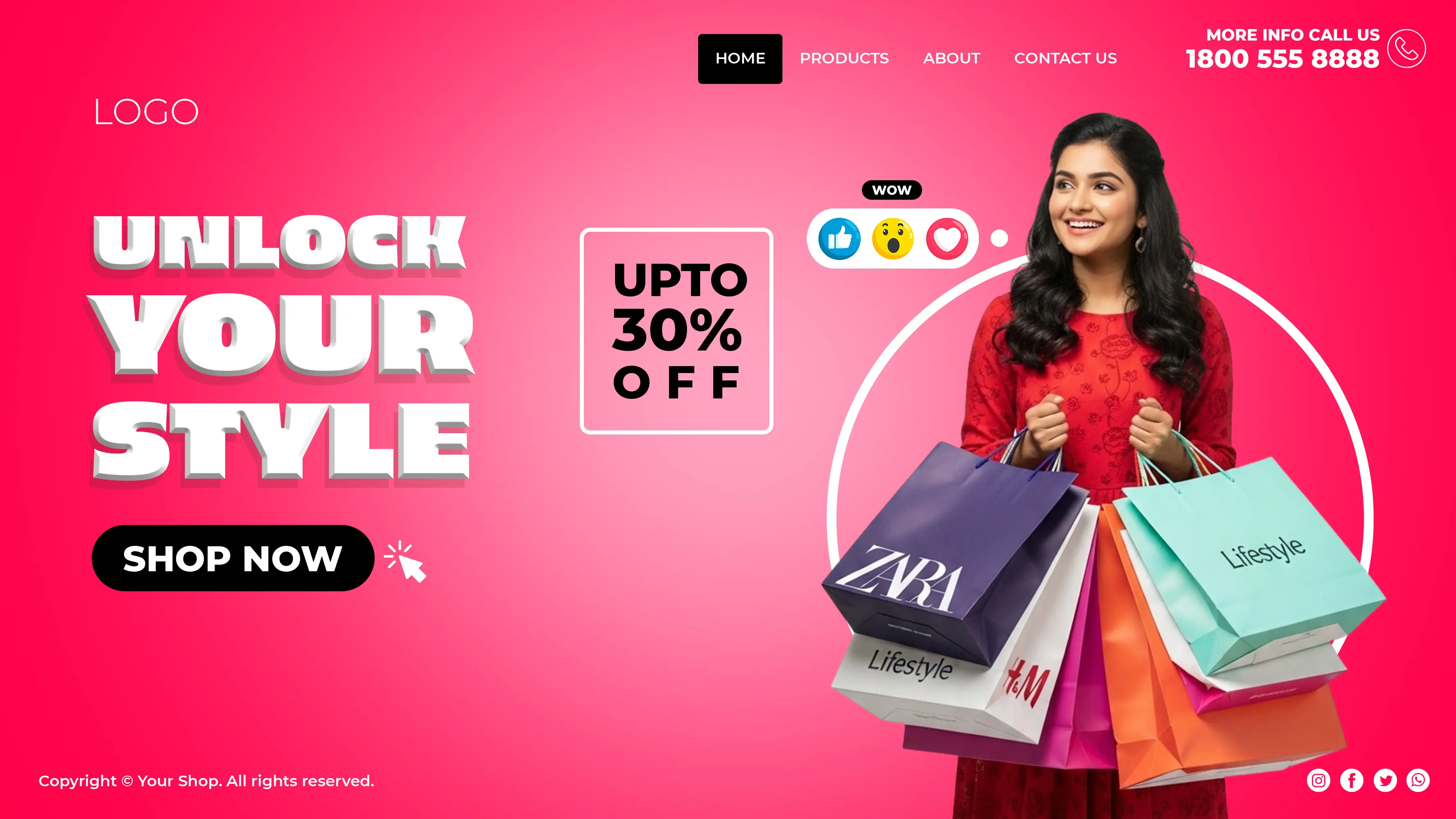 Pink Fashion Sale Social Media Banner Template
