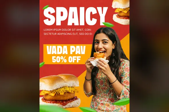Vibrant Vada Pav 50% Off – Spicy & Tasty Indian Snack Template
