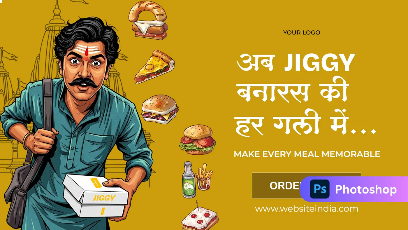Banaras Food Delivery Illustration Template
