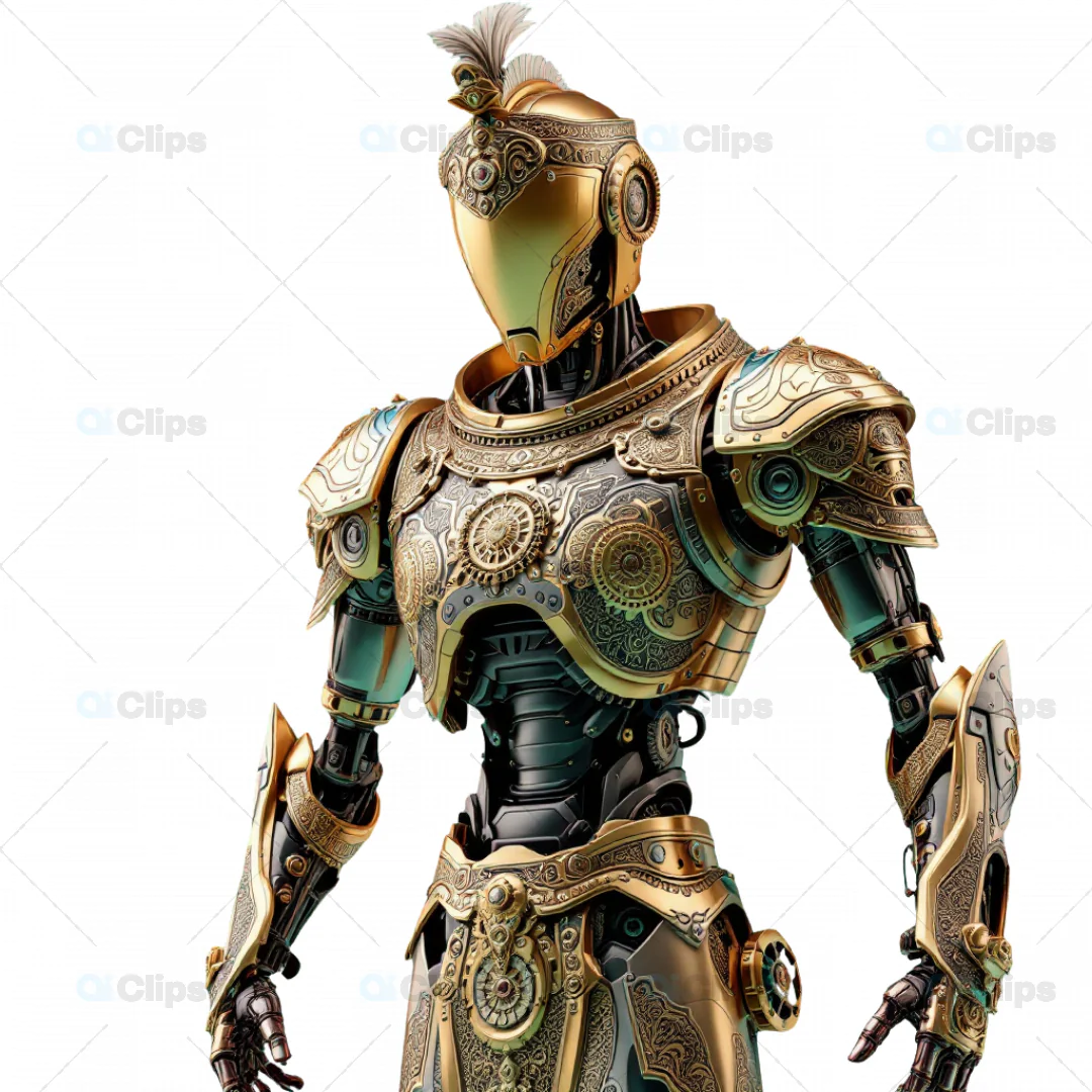 Ornate 3D Cybernetic Knight Armor with Intricate Detailing